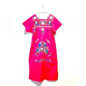 Vibrant Pink Embroidered Dress
